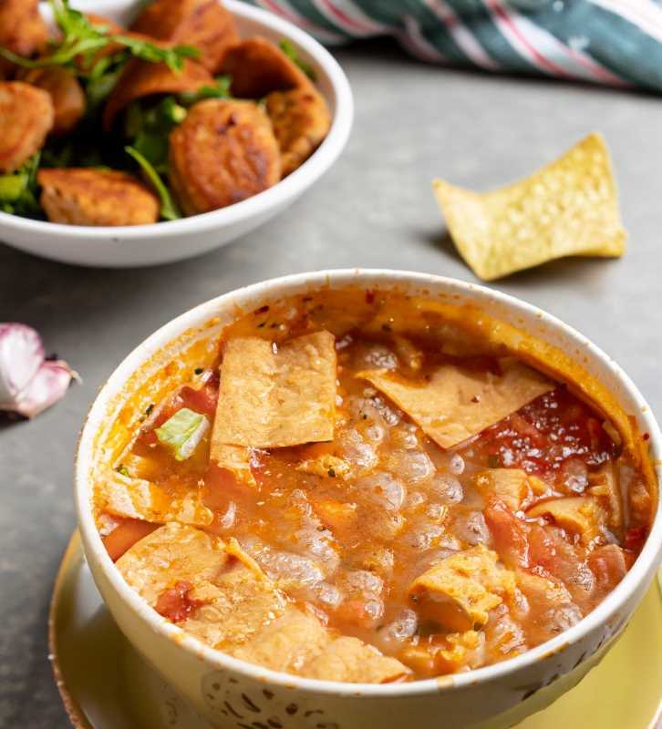 Repurposing tortillas: Transform leftovers into a flavorful tortilla soup by soaking.