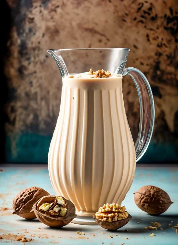 A pitcher of pure delight – creamy walnut milkshake, a flavor in every glass.