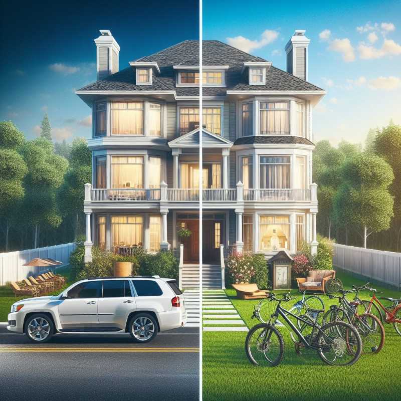 McMansion vs. co-housing, SUV vs. bicycles, sustainable living choices.