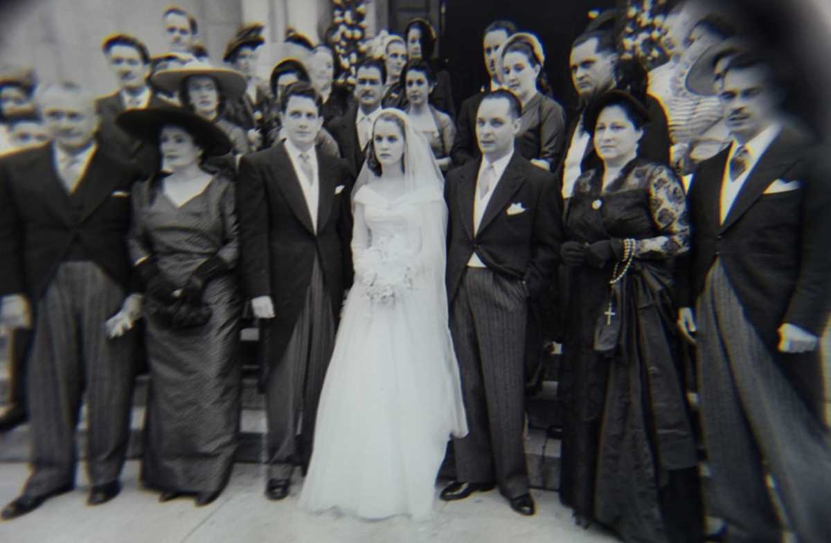 Family photo at wedding celebration.