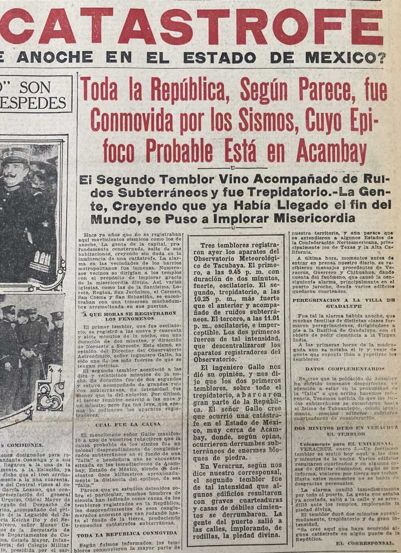 Front page of the El Universal newspaper of January 4, 1920. Reference: AGN, El Universal, January 4, 1920.