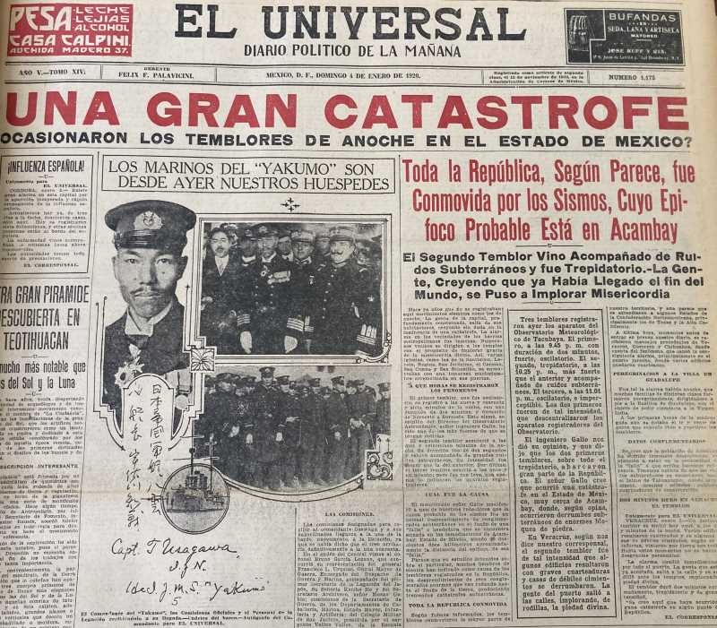 Front page of the El Universal newspaper of January 4, 1920. Reference: AGN, El Universal, January 4, 1920.