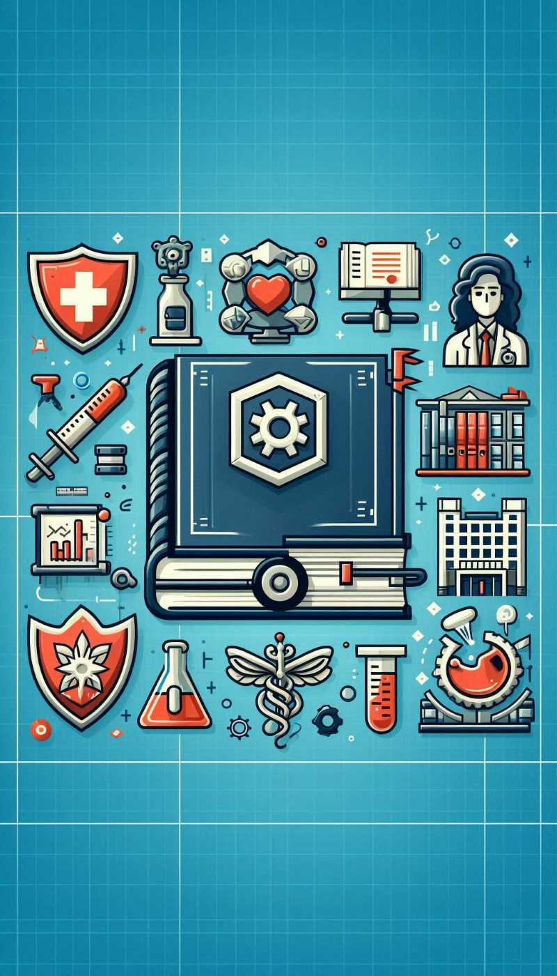 Collage with icons of a book, hospital, and shield, representing investment in education, health, and security.