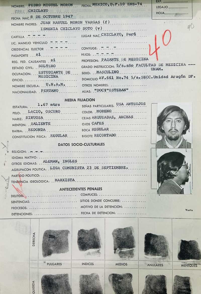 File from Morón Chiclayo containing his fingerprints.