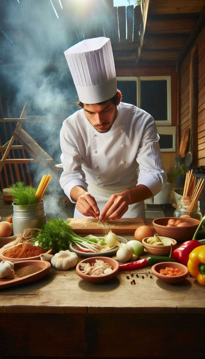 A Chilean chef preparing a dish with local ingredients.