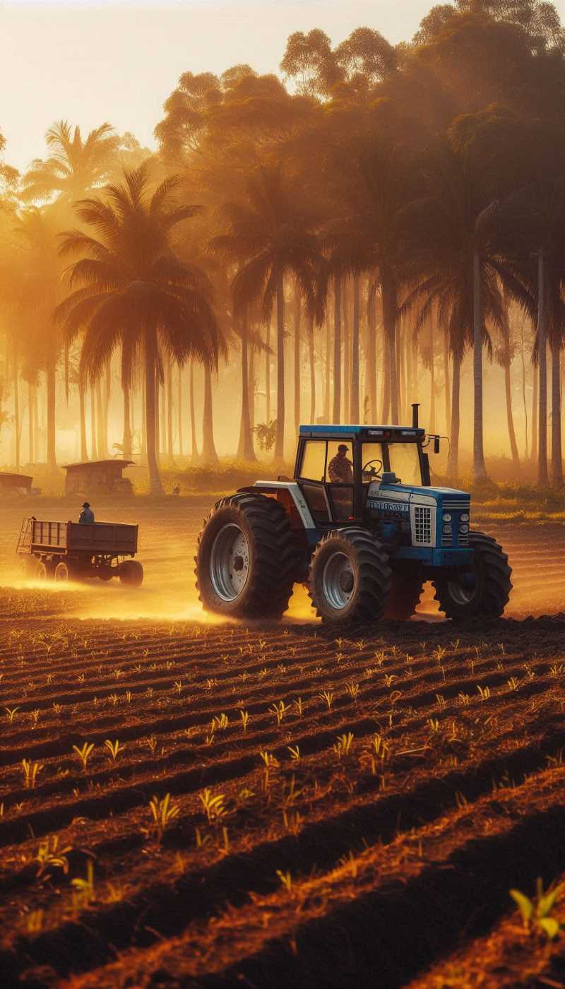 A tractor working in a field.