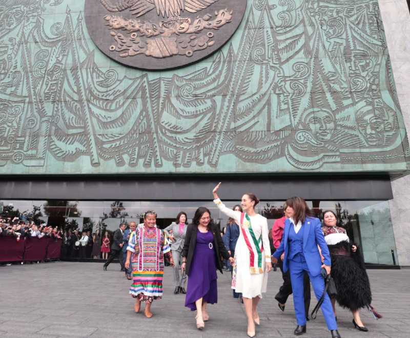 Mexican Presidential Sash showing the six-inch-wide tricolor band with ornate golden National Shield embroidery.