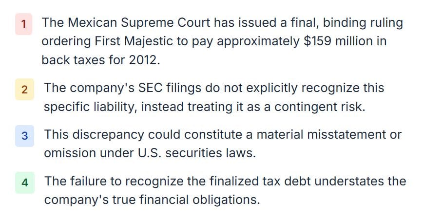 The Mexican Supreme Court's ruling is definitive and non-appealable, transforming a long-disputed contingent liability into a concrete, enforceable debt for the 2012 tax year.