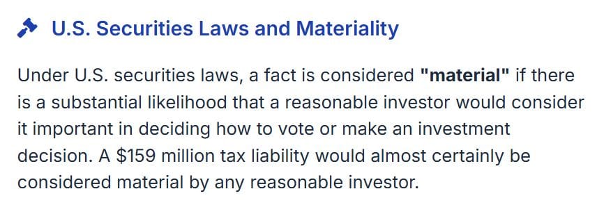 The failure of First Majestic's SEC filings to explicitly recognize the $159 million court-ordered liability creates a significant risk of a material misstatement or omission.