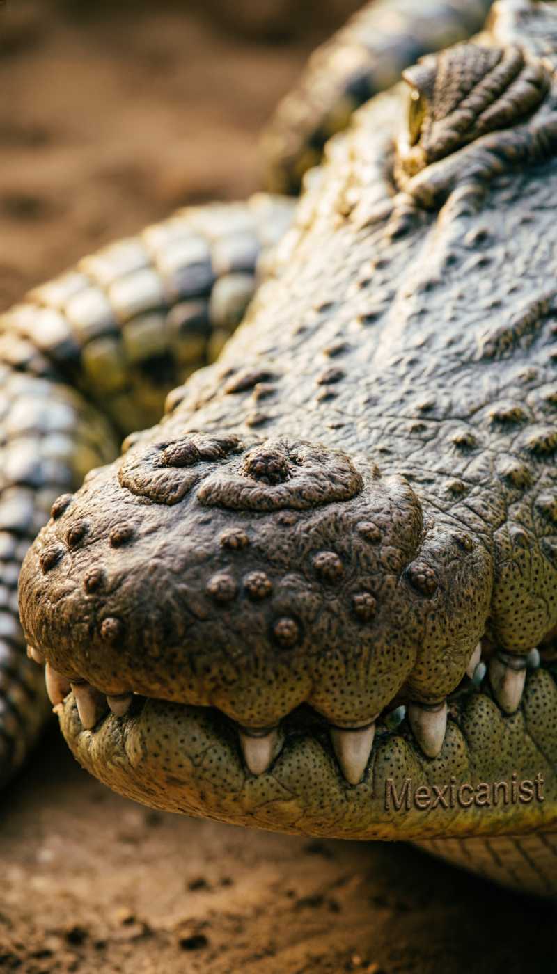 Extreme macro photograph of dome-shaped integumentary sense organs (ISOs) on a Nile crocodile's snout.