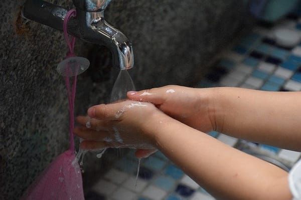 Hand washing after using the toilet. Image by shihtai sterling from Pixabay