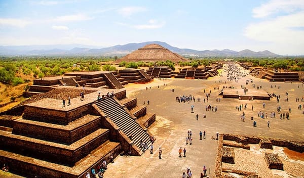 Panoramic view of the Archaeological Zone of Teotihuacan, State of Mexico.