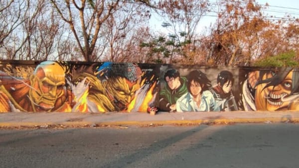 Attack on Titan: an impressive mural.