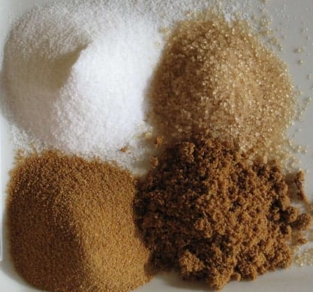 Different varieties of sugar.