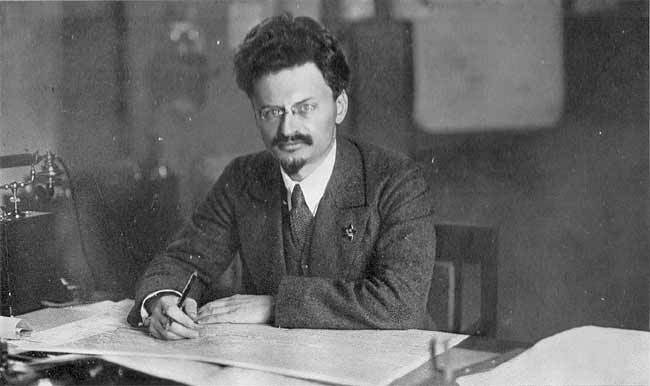 Leon Trotsky at his desk.