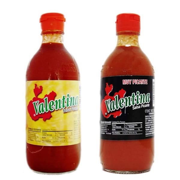 Valentina hot and extra hot sauce, black and yellow label 12.5 oz (2-pack)