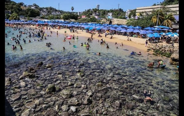 The sea moves away from the beaches of Acapulco.