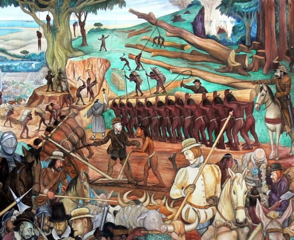 Exploitation of Mexico by the Spanish conquistadors, by Diego Rivera.