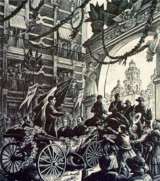 The triumphal entry of the troops of the Liberal Army into Mexico City, January 1, 1861.