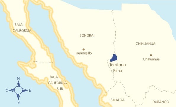 Pimería Baja encompassed large areas of the Sierra Madre Occidental.