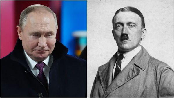 Vladimir Putin is compared to Hitler in viral cartoons on social media.