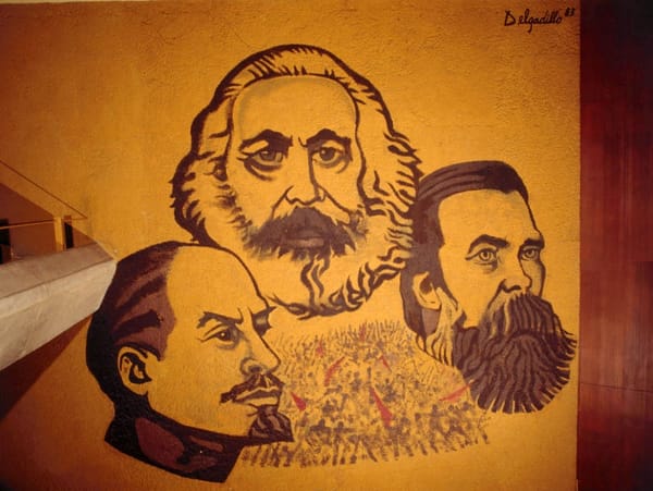 Mural "Marx, Engels, Lenin and the proletariat" by José Hernández Delgadillo.