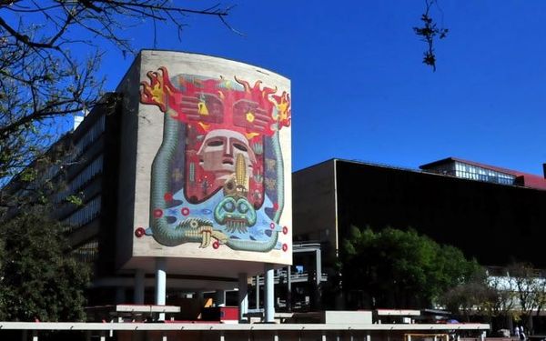 Mural "Life, death, miscegenation, and the four elements" by Francisco Eppens Francisco Eppens at the School of Medicine.