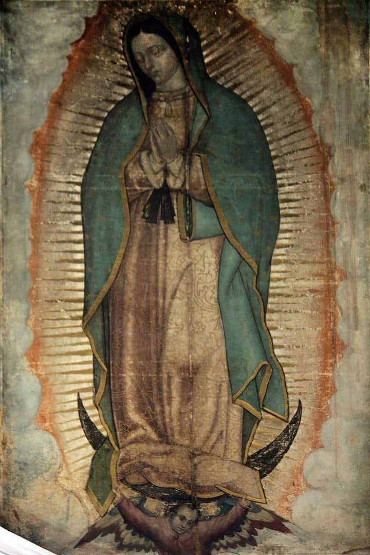 The Virgin of Guadalupe in the tilma of Juan Diego.