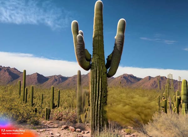 A stunning saguaro cactus stands tall against the backdrop of a desert landscape in Mexico.