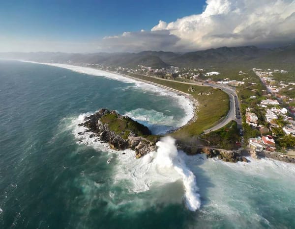 Aerial view of the hurricane path off the coast of Mexico – nature's fury in motion.