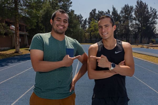 From left to right, coach Adrian Palma and walker Ever Palma, during training at CNAR.