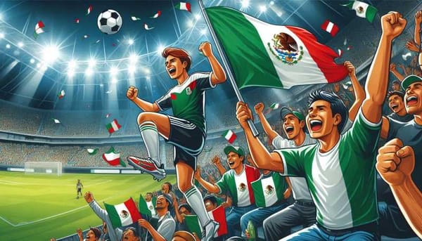 Crowd of Mexican sports fans at a stadium.