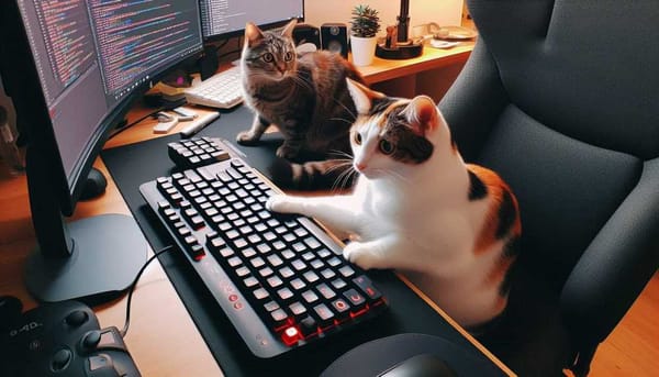 A cat sitting on a keyboard, typing random letters.