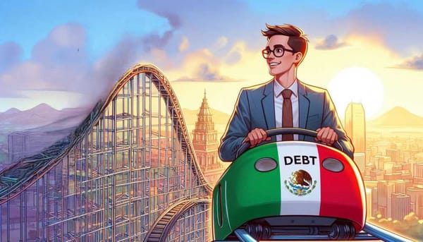 A person on a rollercoaster, representing Mexico's journey with debt.