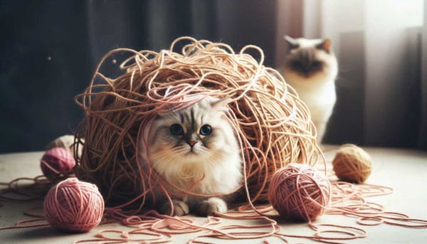 Image of a tangled ball of yarn with a cat nearby, representing the complexity of the electoral system.