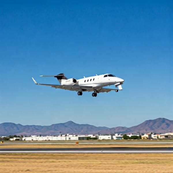 A private Lear 45 jet takes off from Culiacán.