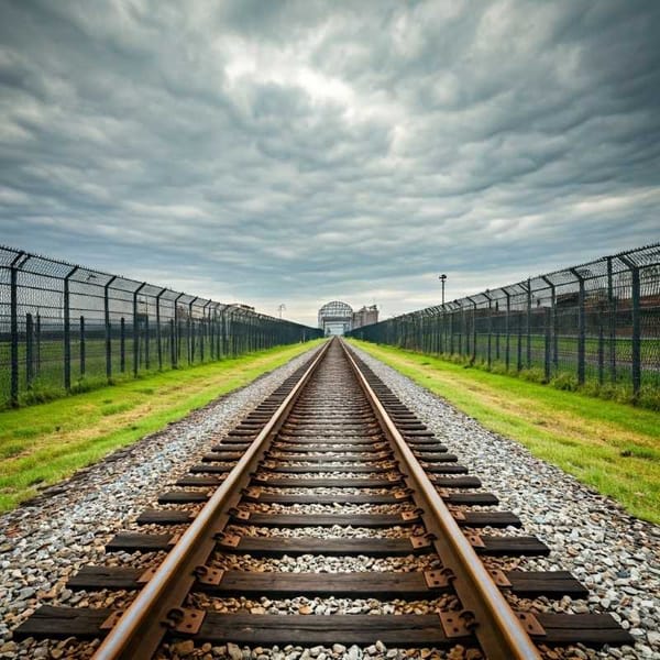 A train track leading to a prison, symbolizing the rise of the Tren de Aragua.