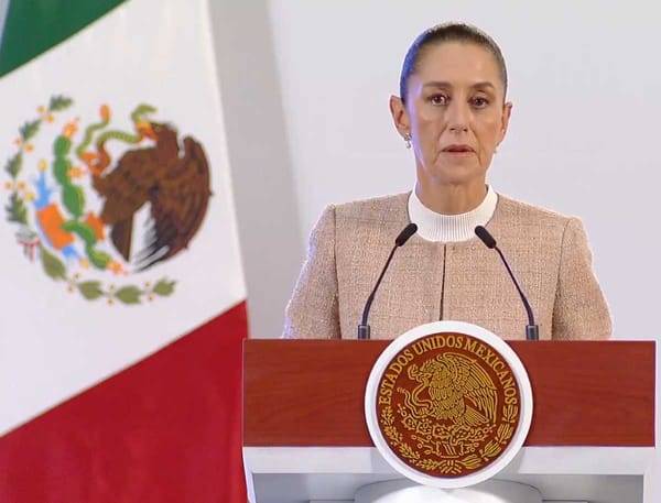 Claudia Sheinbaum speaking at a press conference.