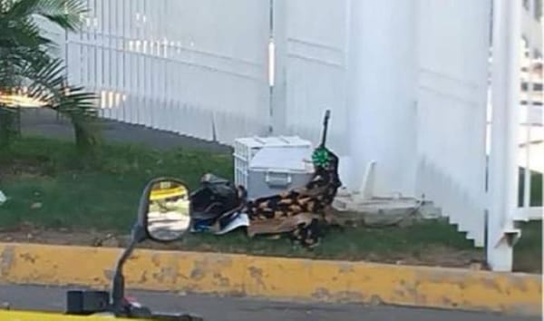 A cooler containing human remains found at a park in Culiacan, Mexico.