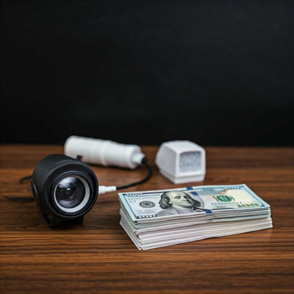 Surveillance equipment and cash payments used by US anti-drug agents to gather intelligence.