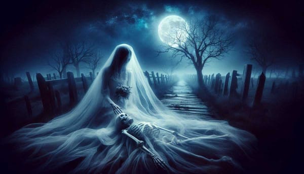 A ghostly bride, eternally searching for her groom.