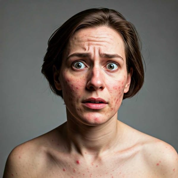 A person with a measles rash.