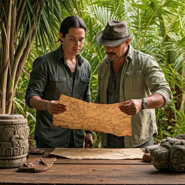 American treasure hunter consults with a local Mexican about a mysterious map.