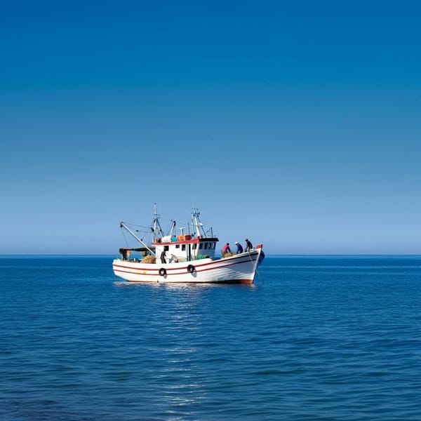 A group of fishermen working on a boat, focused on sustainable fishing practices.