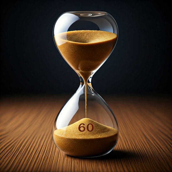 A metaphorical hourglass depicting 60 grains of sand, representing the fleeting nature of the Lebanon ceasefire.