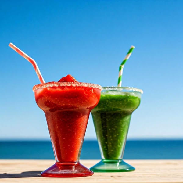 Two Margarita Raspados in a cone-shaped glass, ready to be enjoyed on a sunny day.